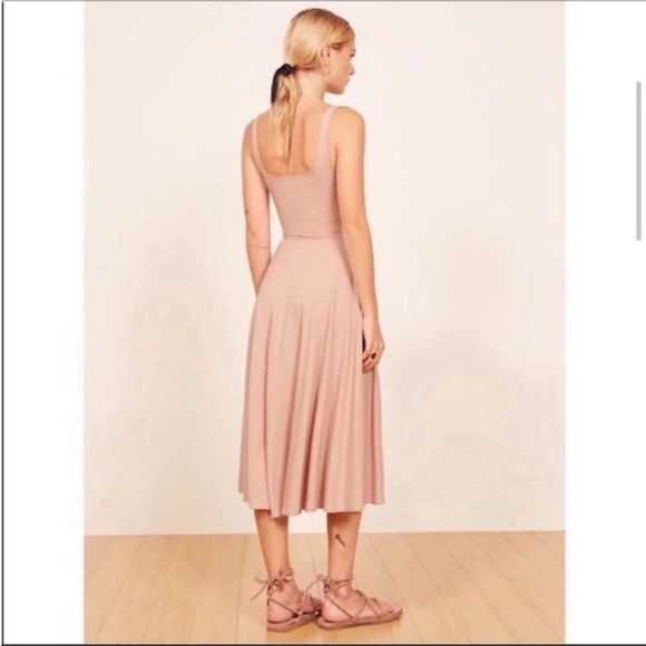 NEW Reformation Rou Midi Dress Blush Pink Size Medium - Picture 3 of 7